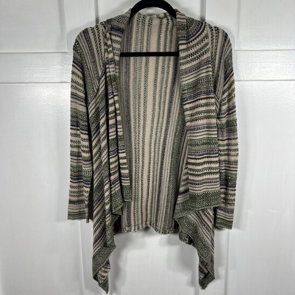 MORAL FIBER‎ Women's Striped Waterfall Cardigan Sweater Size M